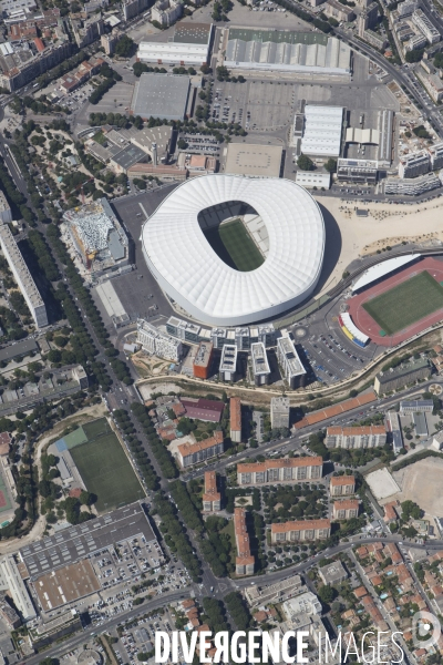 Vue aérienne du stade Orange Vélodrome de Marseille