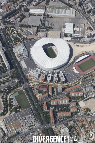 Vue aérienne du stade Orange Vélodrome de Marseille