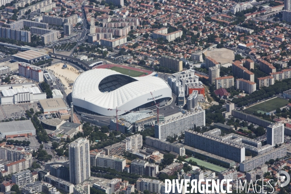 Vue aérienne du stade Orange Vélodrome de Marseille