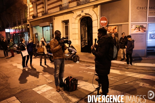 Ambiance rue de l abbe groult. en bas du qg d emmanuel macron // 2eme tour de la presidentielle 2017