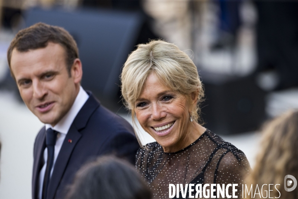 Emmanuel Macron et son épouse Brigitte à l occasion de la fête de la musique à l Elysée.