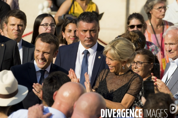 Emmanuel Macron et son épouse Brigitte à l occasion de la fête de la musique à l Elysée.
