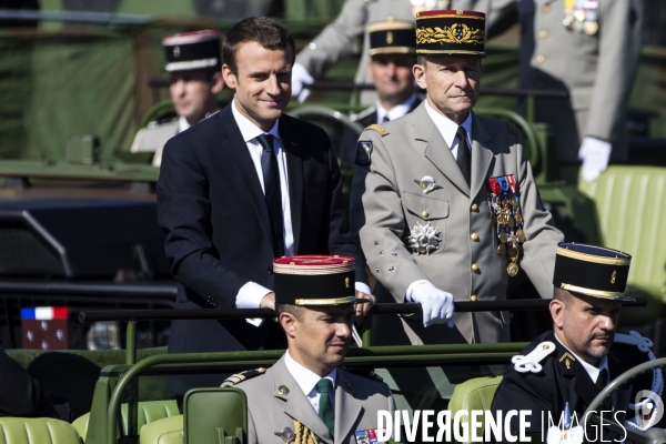 Défilé du 14 juillet sur les champs Elysées avec Emmanuel MACRON, son épouse Brigitte et Donald TRUMP et son épouse Mélania TRUMP. Défilé du 14 juillet 2017 en présence du président américain Donald TRUMP.