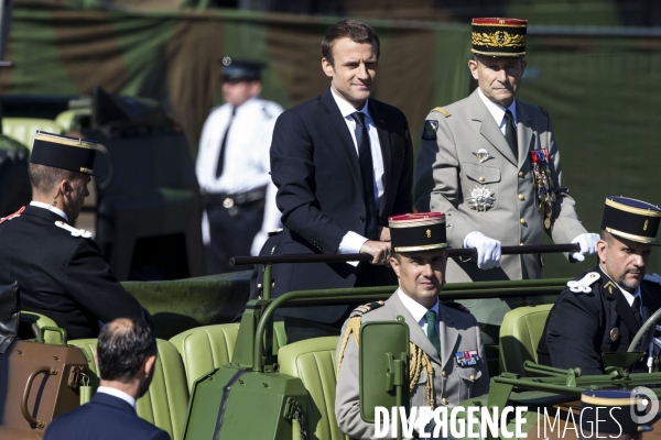 Défilé du 14 juillet sur les champs Elysées avec Emmanuel MACRON, son épouse Brigitte et Donald TRUMP et son épouse Mélania TRUMP. Défilé du 14 juillet 2017 en présence du président américain Donald TRUMP.