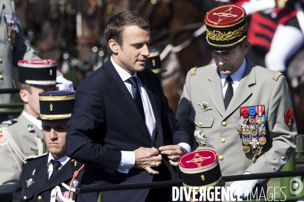 Défilé du 14 juillet sur les champs Elysées avec Emmanuel MACRON, son épouse Brigitte et Donald TRUMP et son épouse Mélania TRUMP. Défilé du 14 juillet 2017 en présence du président américain Donald TRUMP.