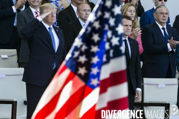 Défilé du 14 juillet sur les champs Elysées avec Emmanuel MACRON, son épouse Brigitte et Donald TRUMP et son épouse Mélania TRUMP. Défilé du 14 juillet 2017 en présence du président américain Donald TRUMP.