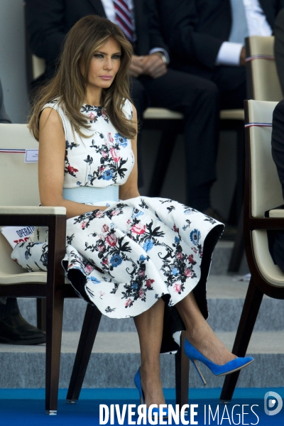 Défilé du 14 juillet sur les champs Elysées avec Emmanuel MACRON, son épouse Brigitte et Donald TRUMP et son épouse Mélania TRUMP. Défilé du 14 juillet 2017 en présence du président américain Donald TRUMP.