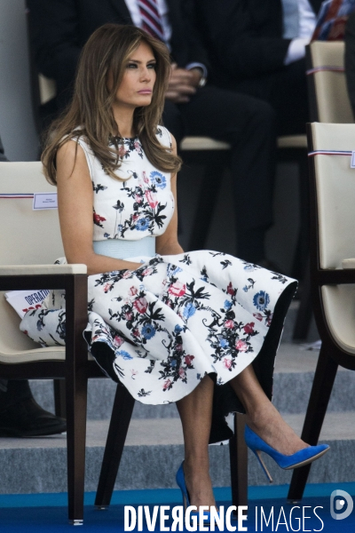 Défilé du 14 juillet sur les champs Elysées avec Emmanuel MACRON, son épouse Brigitte et Donald TRUMP et son épouse Mélania TRUMP. Défilé du 14 juillet 2017 en présence du président américain Donald TRUMP.