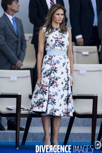 Défilé du 14 juillet sur les champs Elysées avec Emmanuel MACRON, son épouse Brigitte et Donald TRUMP et son épouse Mélania TRUMP. Défilé du 14 juillet 2017 en présence du président américain Donald TRUMP.