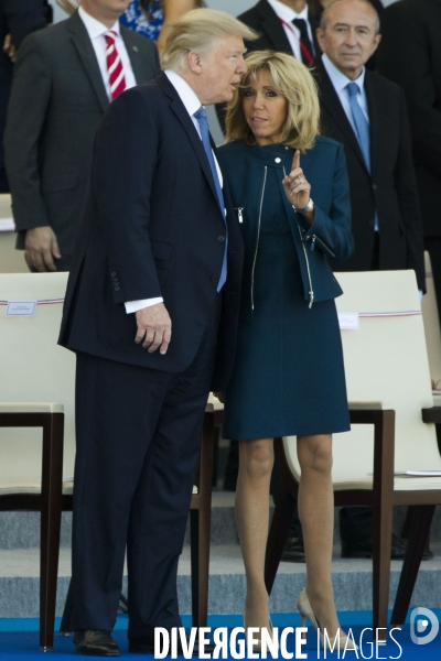 Défilé du 14 juillet sur les champs Elysées avec Emmanuel MACRON, son épouse Brigitte et Donald TRUMP et son épouse Mélania TRUMP. Défilé du 14 juillet 2017 en présence du président américain Donald TRUMP.