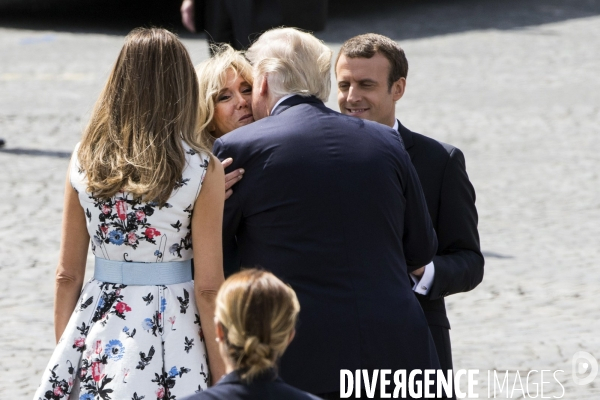 Défilé du 14 juillet sur les champs Elysées avec Emmanuel MACRON, son épouse Brigitte et Donald TRUMP et son épouse Mélania TRUMP. Défilé du 14 juillet 2017 en présence du président américain Donald TRUMP.