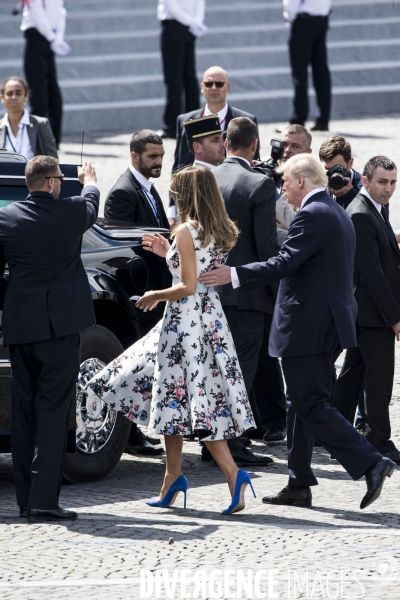 Défilé du 14 juillet sur les champs Elysées avec Emmanuel MACRON, son épouse Brigitte et Donald TRUMP et son épouse Mélania TRUMP. Défilé du 14 juillet 2017 en présence du président américain Donald TRUMP.