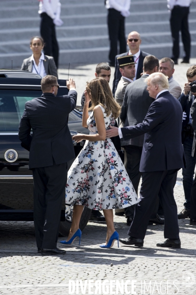 Défilé du 14 juillet sur les champs Elysées avec Emmanuel MACRON, son épouse Brigitte et Donald TRUMP et son épouse Mélania TRUMP. Défilé du 14 juillet 2017 en présence du président américain Donald TRUMP.