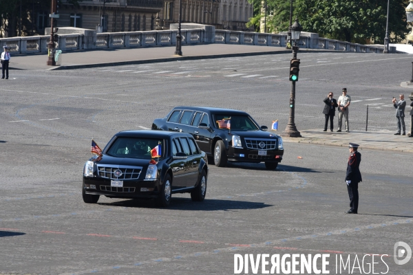 Donald Trump et Emmanuel Macron au défilé du 14 juillet