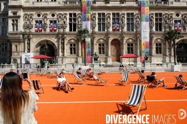 Juillet2017.Paris deroule le tapis orange et les transats pour les jeux olympiques de 2024