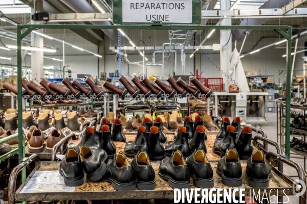 Usine Paraboot, fabrication française de chaussures.