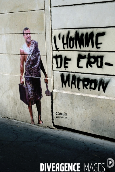 L homme de Cro Macron, une nouvelle oeuvre du street artist Combo