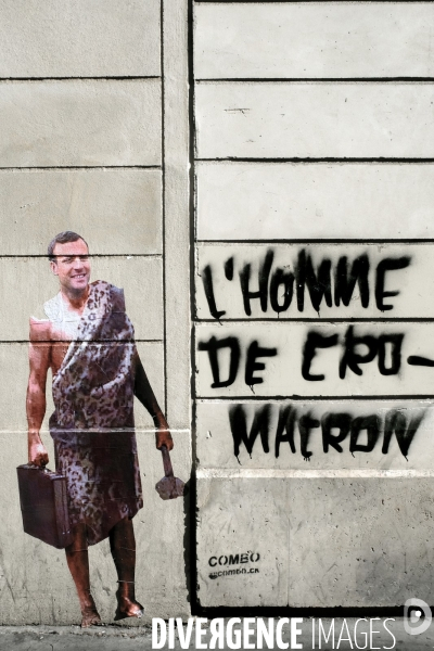L homme de Cro Macron, une nouvelle oeuvre du street artist Combo