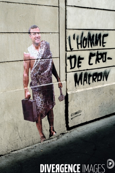 L homme de Cro Macron, une nouvelle oeuvre du street artist Combo