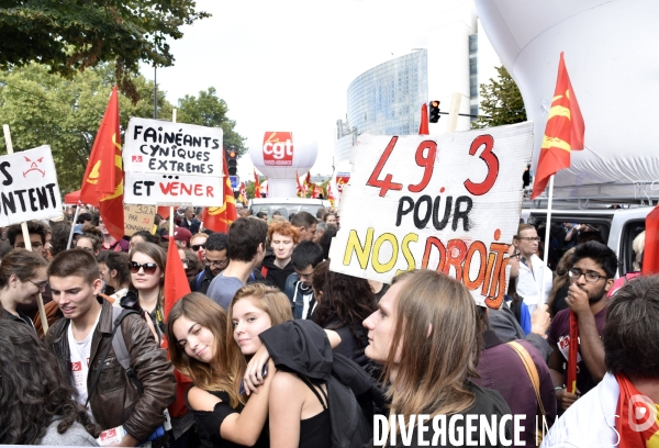 Manifestation contre la réforme du Code du travail à Paris.