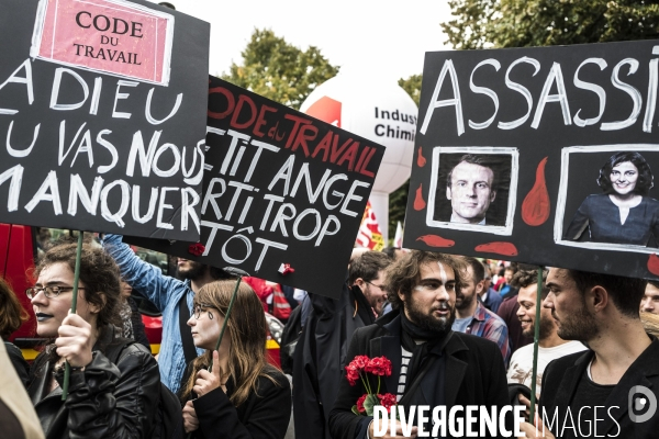 Manifestation contre la réforme du code du travail par ordonnances.