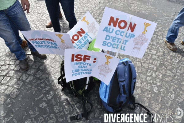 Manifestation contre la réforme du Code du travail à Paris.