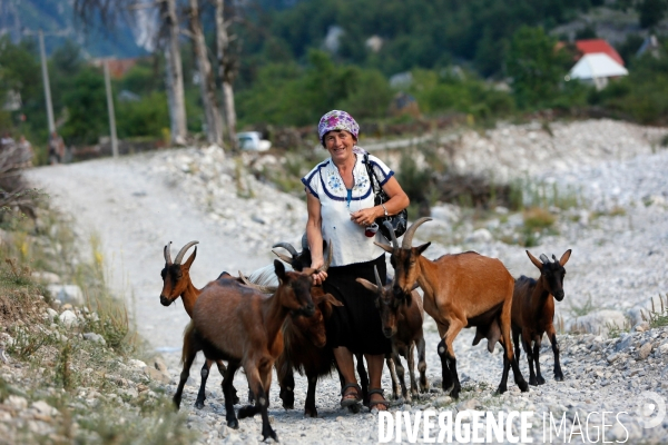 Shkurta éleveuse de chèvre dans les montagnes albanaises