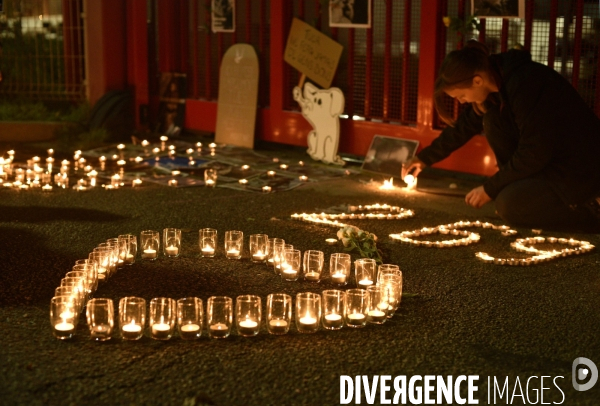Nuit Debout devant l abattoir Guy Harang à Houdan. No slaughterhouses.