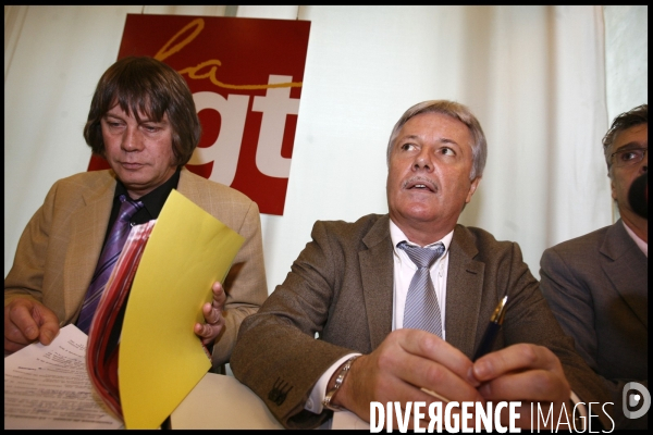 Conference de presse de la cgt a montreuil avant le debut de la greve.