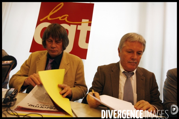 Conference de presse de la cgt a montreuil avant le debut de la greve.