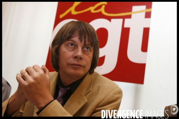 Conference de presse de la cgt a montreuil avant le debut de la greve.