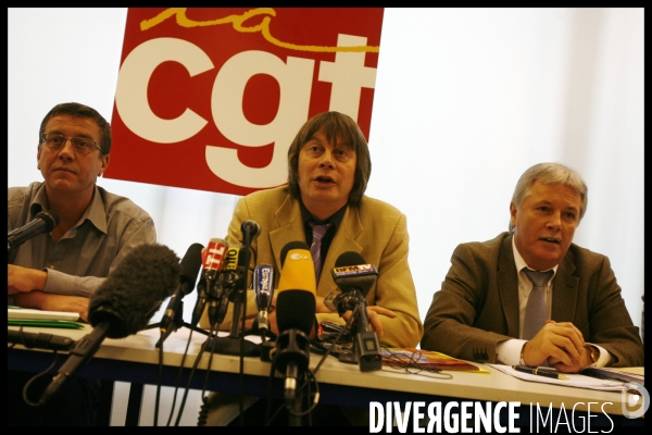 Conference de presse de la cgt a montreuil avant le debut de la greve.