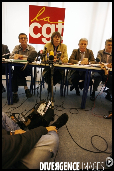 Conference de presse de la cgt a montreuil avant le debut de la greve.