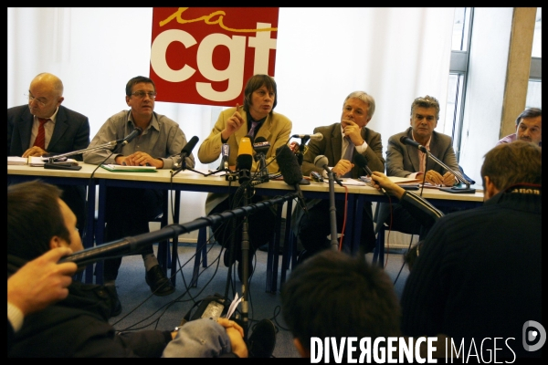 Conference de presse de la cgt a montreuil avant le debut de la greve.