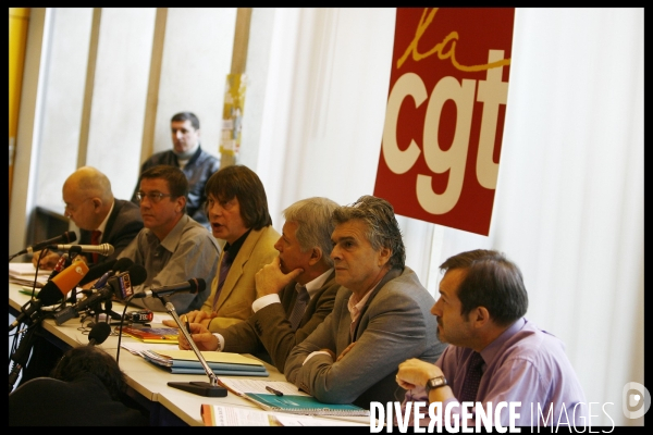Conference de presse de la cgt a montreuil avant le debut de la greve.