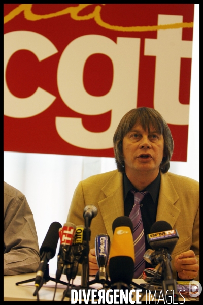 Conference de presse de la cgt a montreuil avant le debut de la greve.