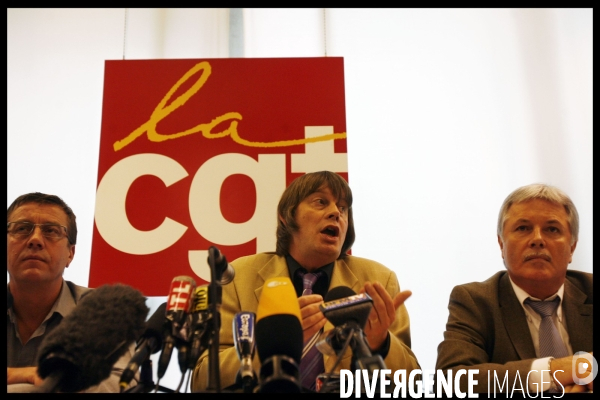 Conference de presse de la cgt a montreuil avant le debut de la greve.