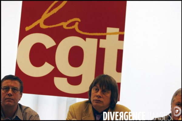 Conference de presse de la cgt a montreuil avant le debut de la greve.