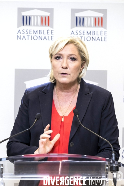 Conférence de presse de Marine LE PEN à l Assemblée Nationale.