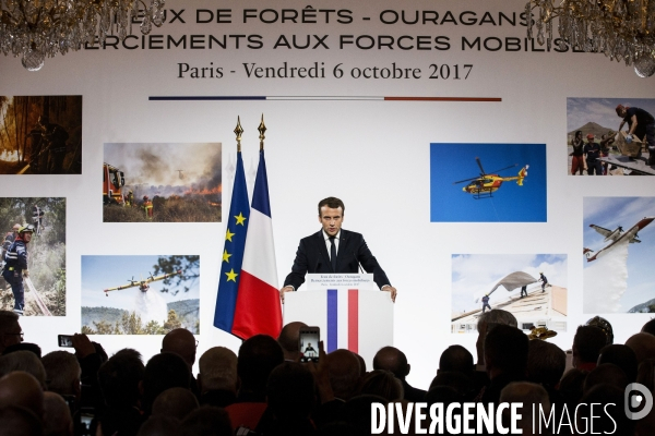 Remerciements du Président de la République Emmanuel MACRON aux forces mobilisées contre les feux de forêt et les ouragans.