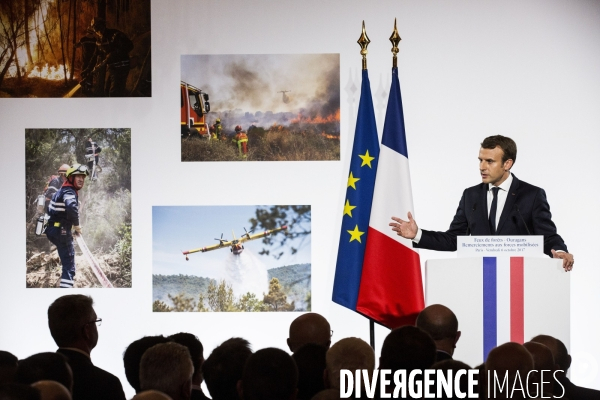 Remerciements du Président de la République Emmanuel MACRON aux forces mobilisées contre les feux de forêt et les ouragans.