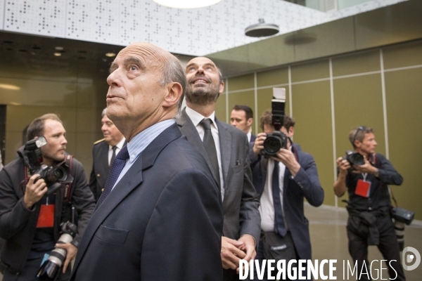 Alain Juppé, maire de Bordeaux, reçoit Edouard Philippe, Premier ministre