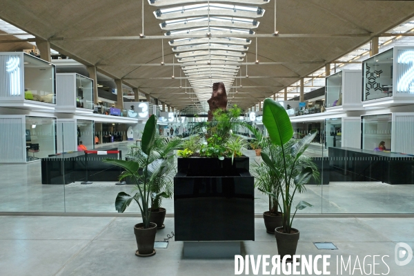 Station F, campus et plus grand incubateur de start ups au monde dans l ancienne halle ferroviaire Freyssinet.Jeunes pousses....