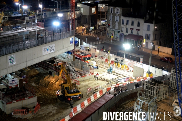 Grand Paris Express. Gare d Arcueil-Cachan. Travaux et ripage