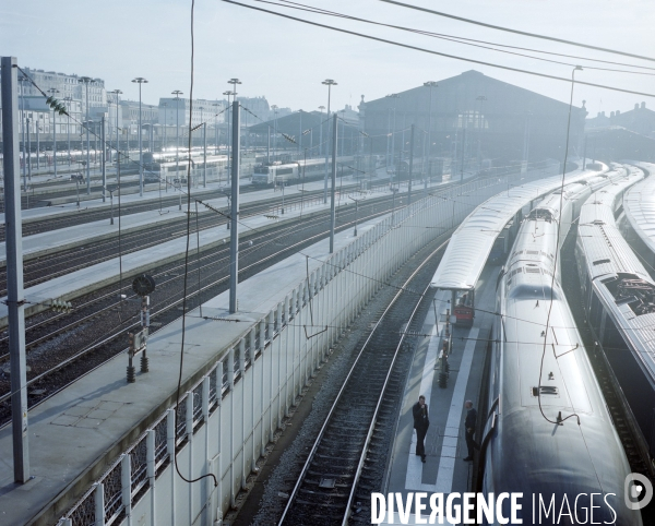 Gare du Nord, Paris. Les quais des trains Thalys