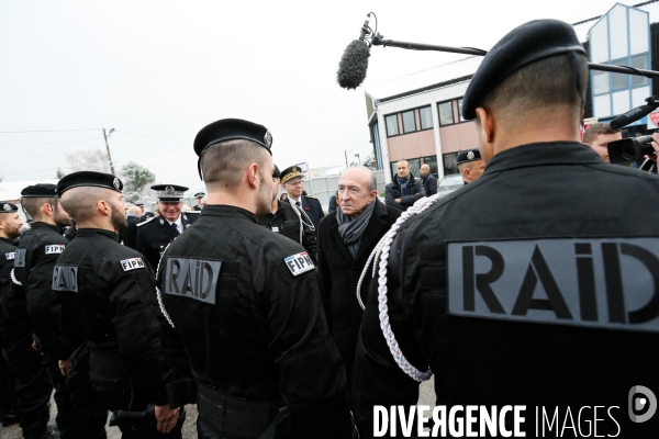 Visite de Gérard Collomb, Ministre de l Intérieur dans les locaux du RAID