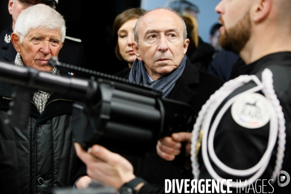 Visite de Gérard Collomb, Ministre de l Intérieur dans les locaux du RAID