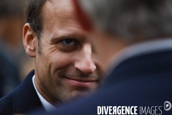 Emmanuel Macron. Prise d armes  aux Invalides