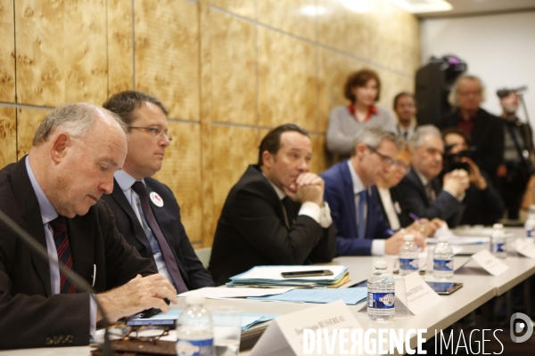 Conference de presse des presidents des conseils departementaux de petite et grande couronne d ILE de FRANCE contre le projet du GRAND PARIS.