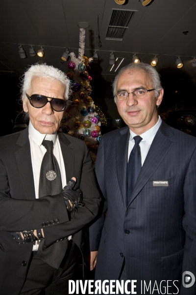 Karl lagerfeld inaugure les vitrines de noel du printemps